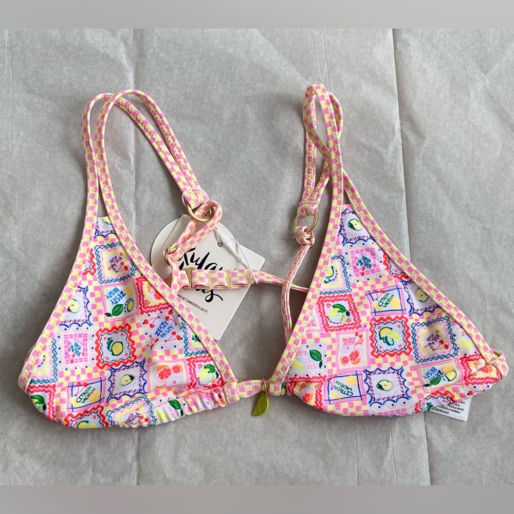 Kulani Kinis Tein Strap Bralette Bikini Top Size Medium New W/ Tag Citron Coast - Picture 4 of 10